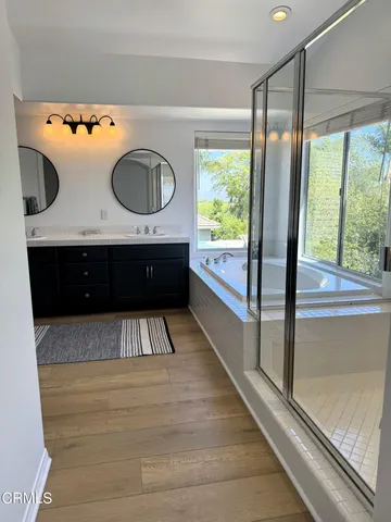 a living room with a large window