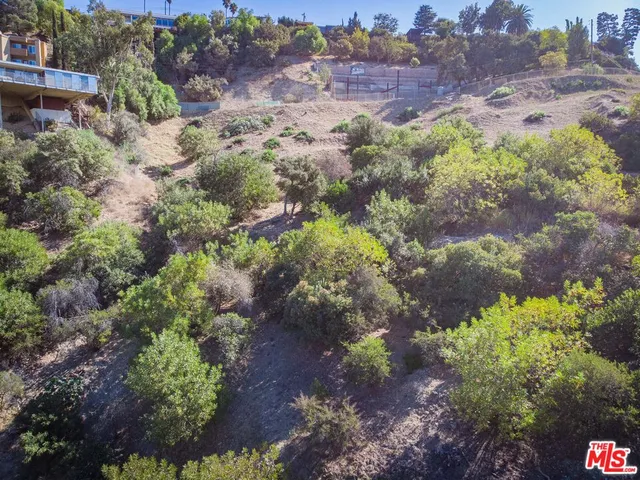 a view of a dry yard with lots of green space