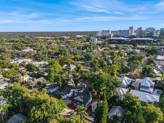 a view of a city with tall buildings