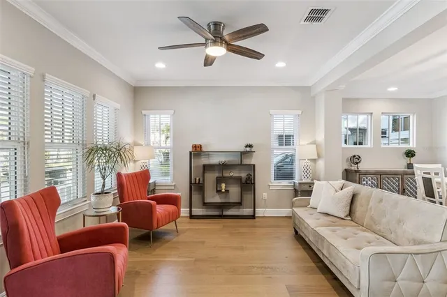 a view of a city with tall buildings