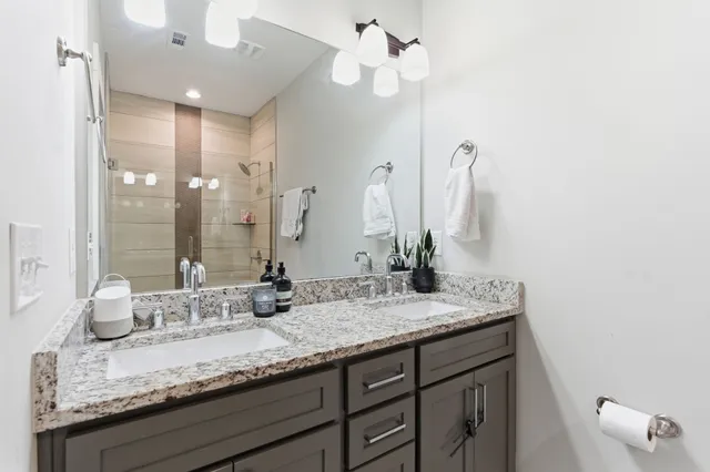 a bathroom with a shower