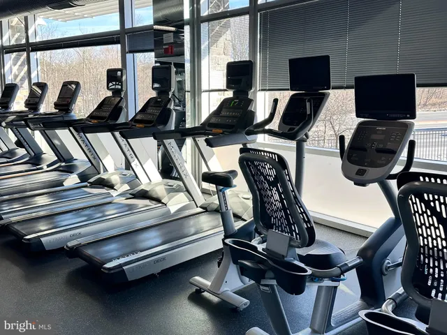 a view of a room with gym equipment