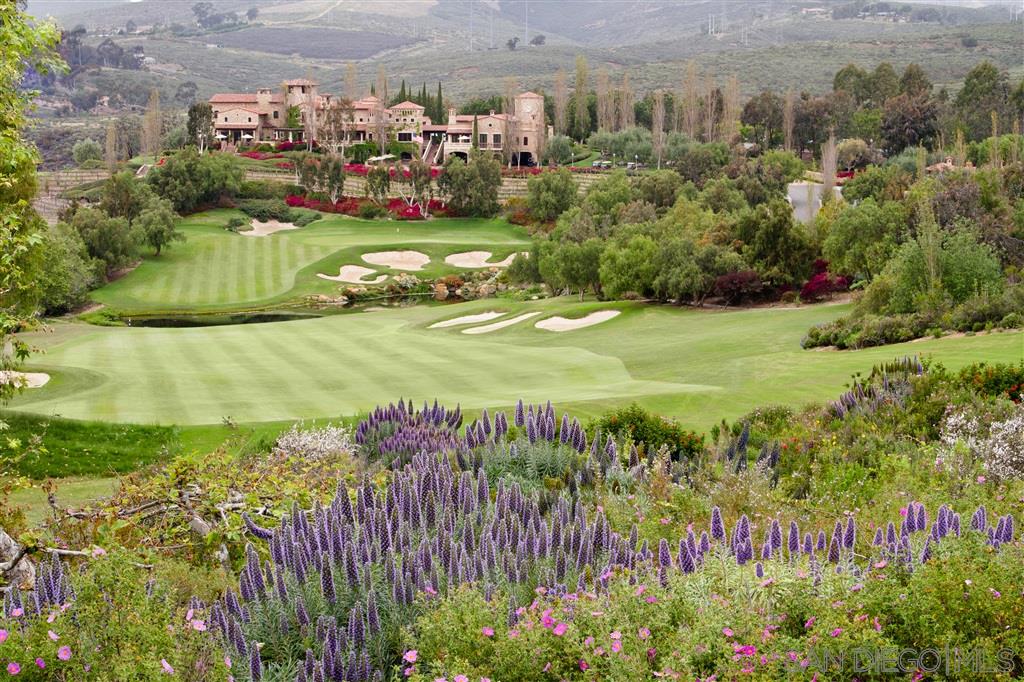 18668 Via Catania Rancho Santa Fe, CA 92091 - Photo 22 of 25 a view of a garden with a lot of flower plants and wooden floor