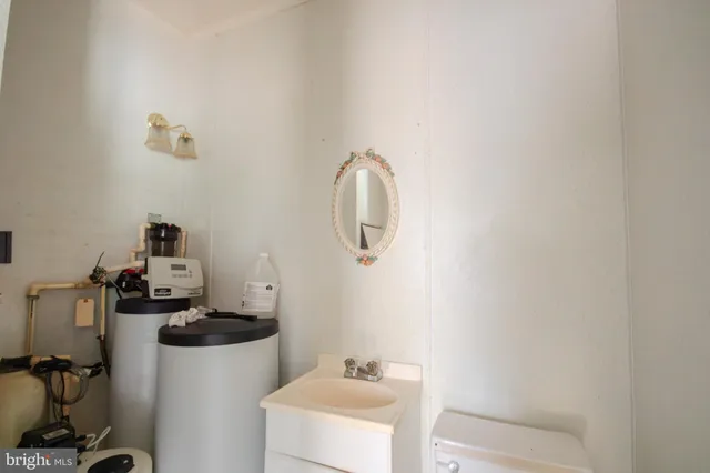 a view of a backyard with large trees