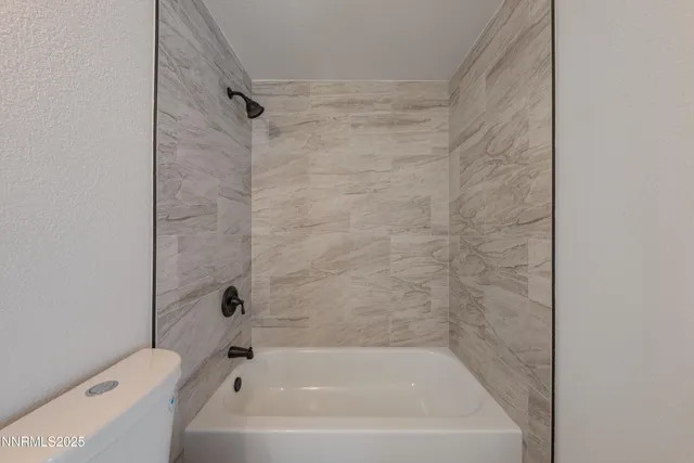a bathroom with a bathtub
