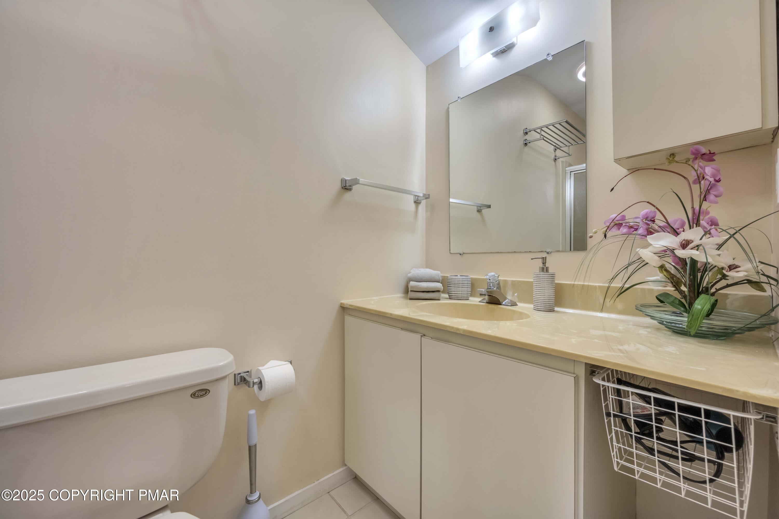147 Cross Country Lane Tannersville, PA 18372 - Photo 38 of 39 a bathroom with a sink a toilet and mirror
