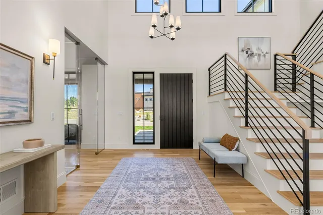 a living room with a large window