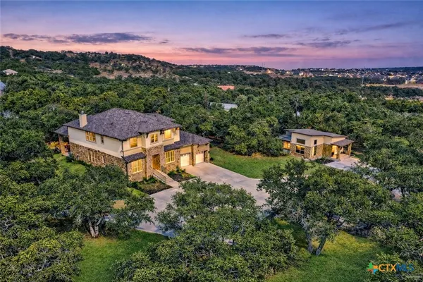 an aerial view of a house