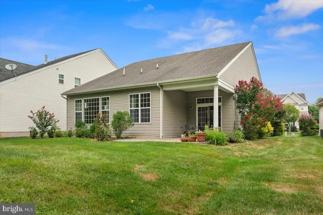 a backyard of a house with plants and large trees