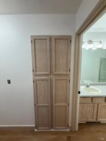 a view of a bathroom with sink