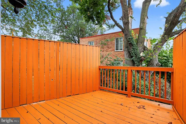 a view of wooden balcony