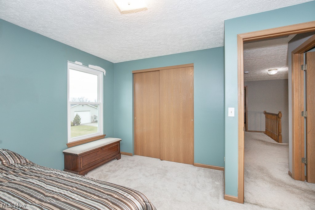 9708 Reed Road Grafton, OH 44044 - Photo 17 of 35 Carpeted bedroom with a textured ceiling and a closet