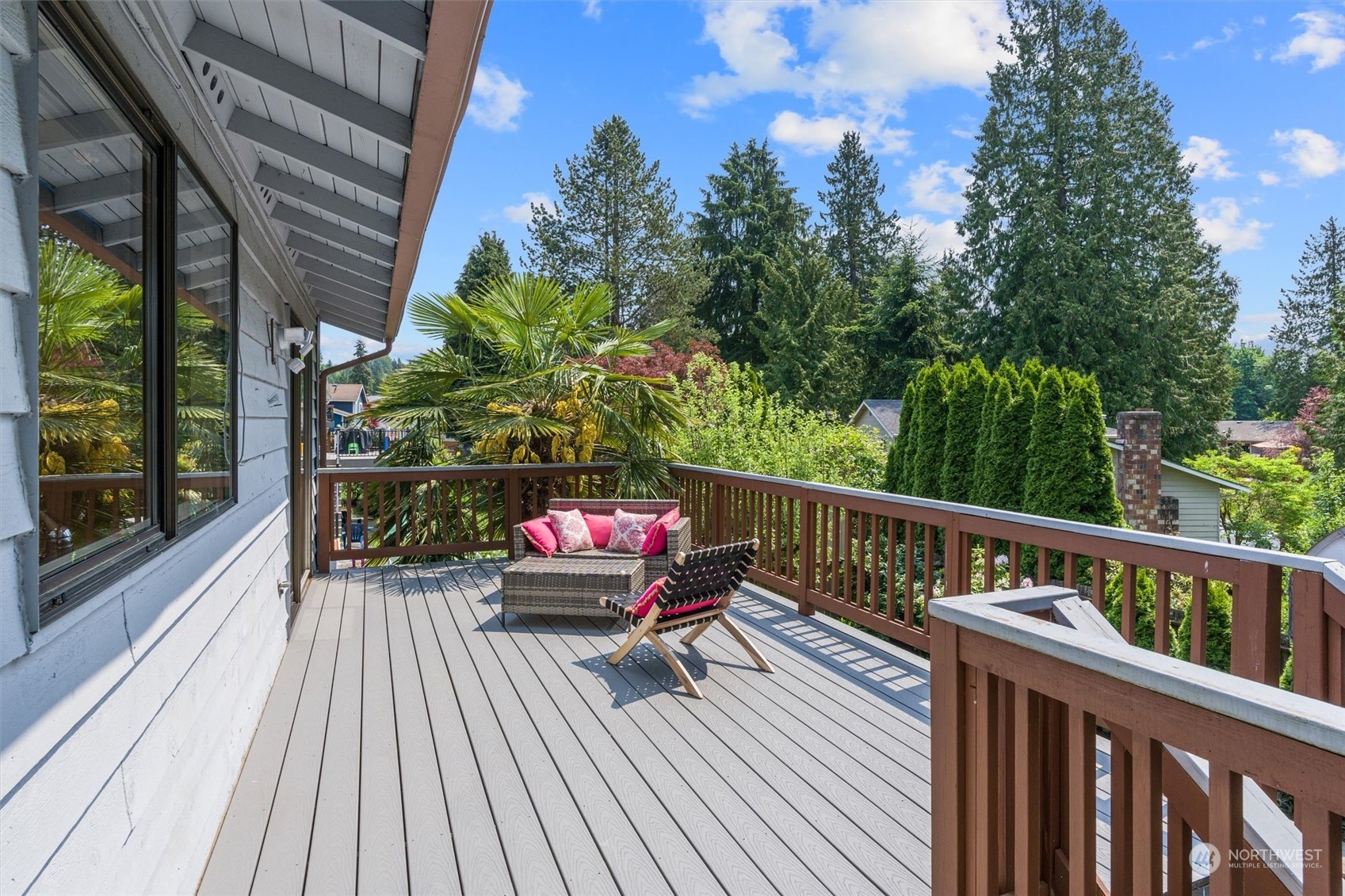 9623 Northeast 204th Place Bothell, WA 98011 - Photo 23 of 26 a view of balcony with furniture and wooden deck