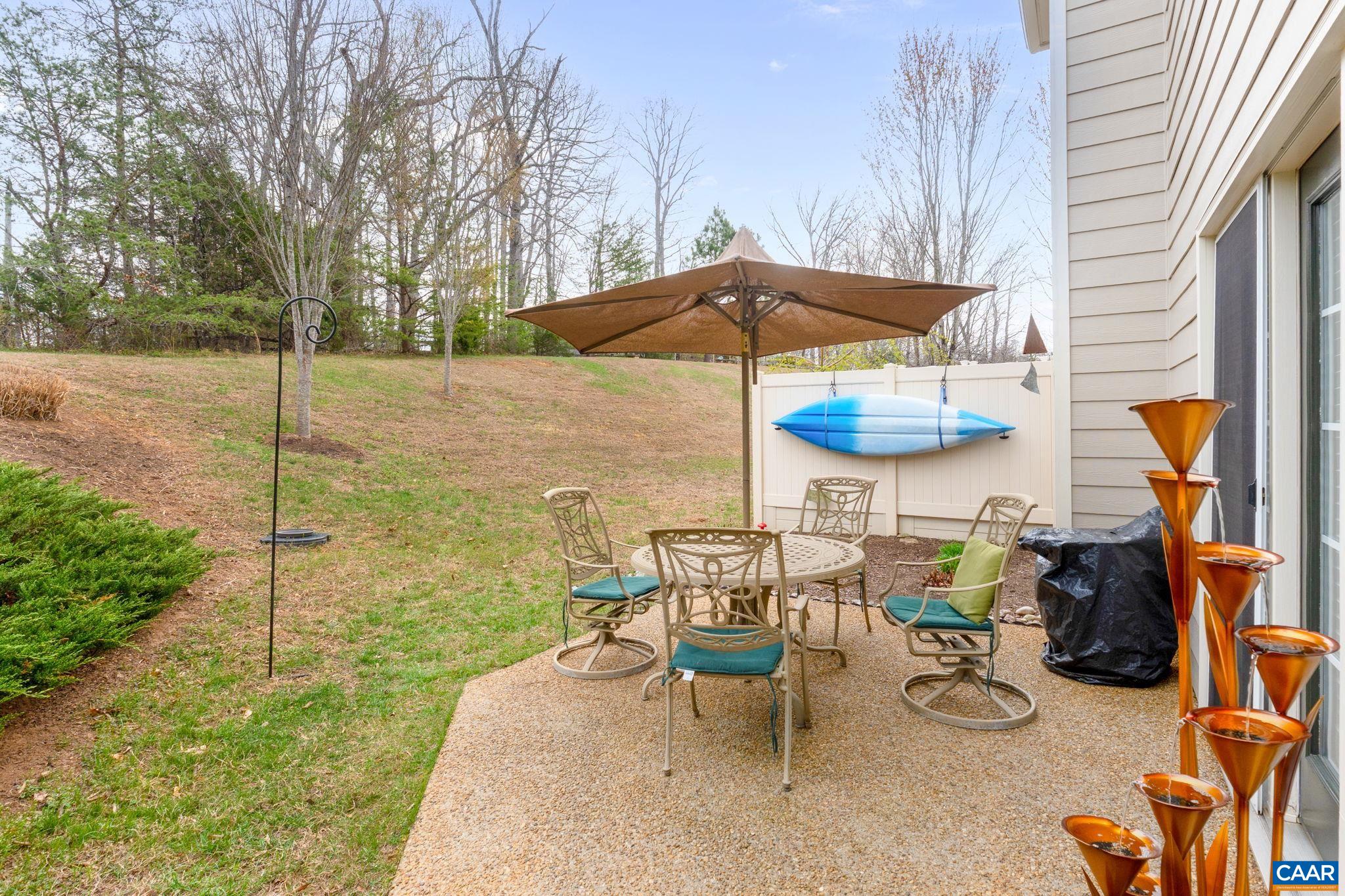 1313 Gate Post Lane Charlottesville, VA 22901 - Photo 36 of 44 a view of a patio with chairs and table under an umbrella
