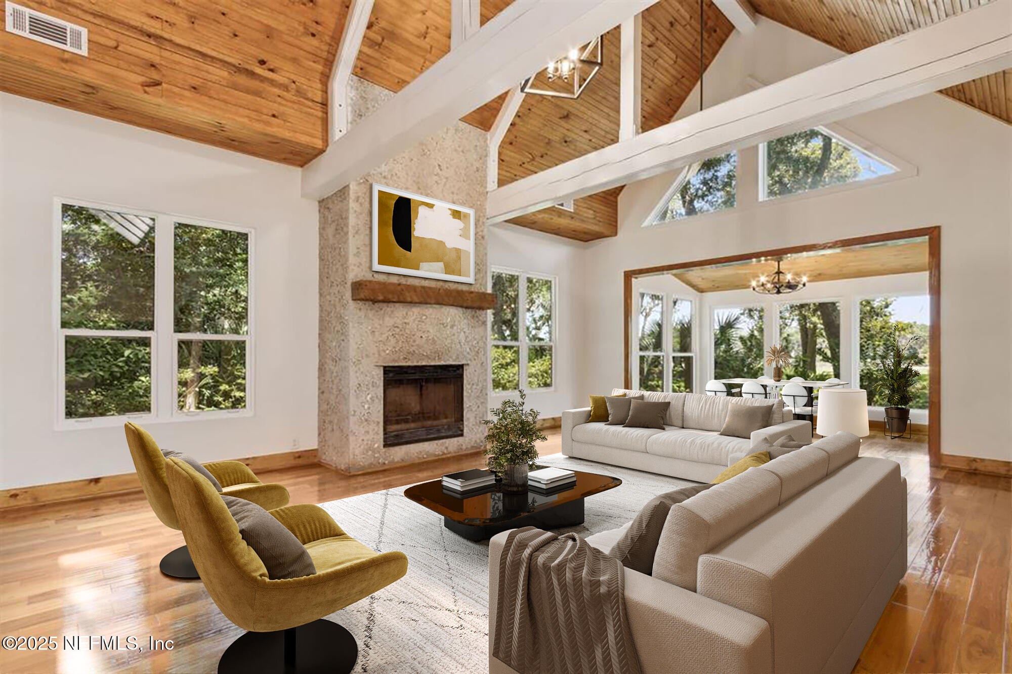 22 Belted Kingfisher Road Fernandina Beach, FL 32034 - Photo 8 of 70 a living room with furniture and a fireplace