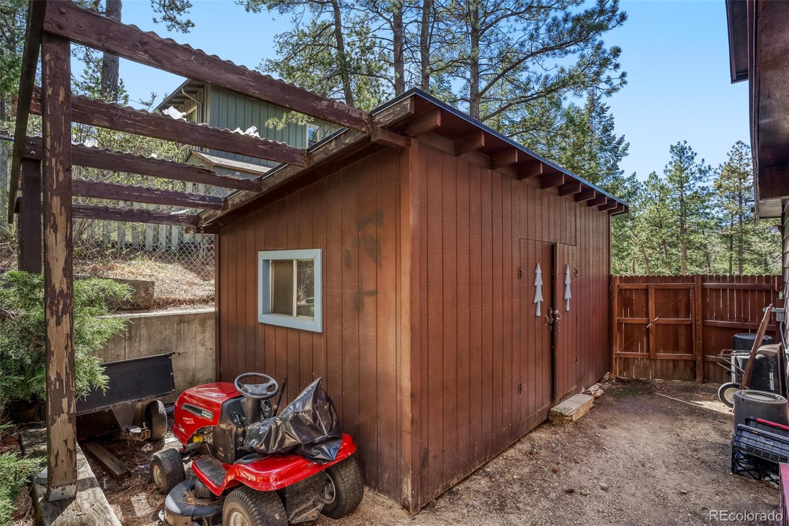3518 South Saddle Road Evergreen, CO 80439 - Photo 20 of 27 a backyard of a house with seating space