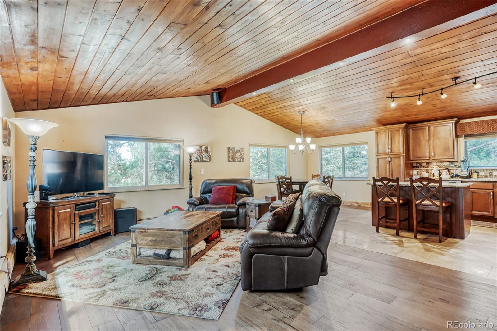 3518 South Saddle Road Evergreen, CO 80439 - Photo 5 of 27 a living room with furniture and a flat screen tv