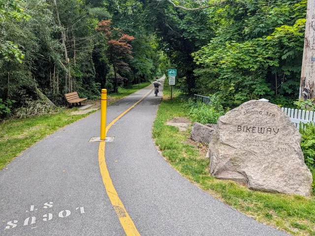 a view of a street with a park