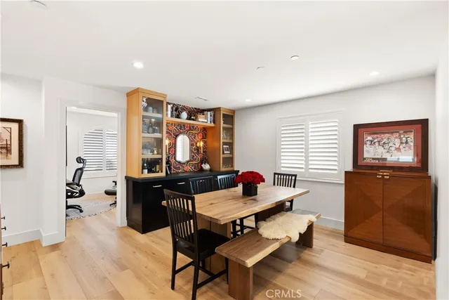 a workspace with furniture and window