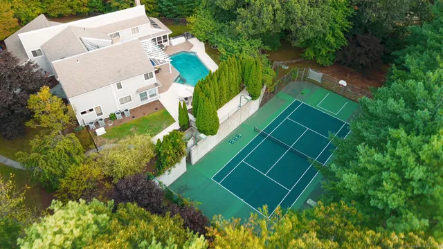 an aerial view of a house