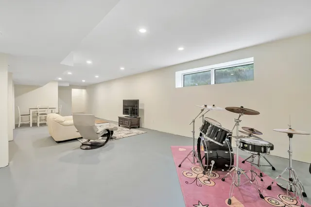 a view of a car in garage