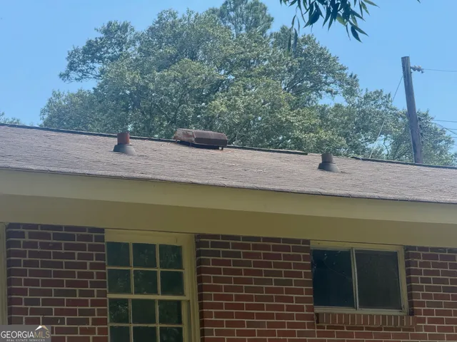 a view of a building from a window