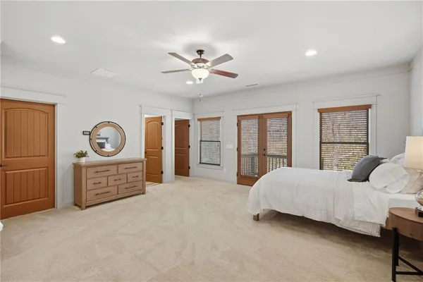 a view of a yard with a mountain