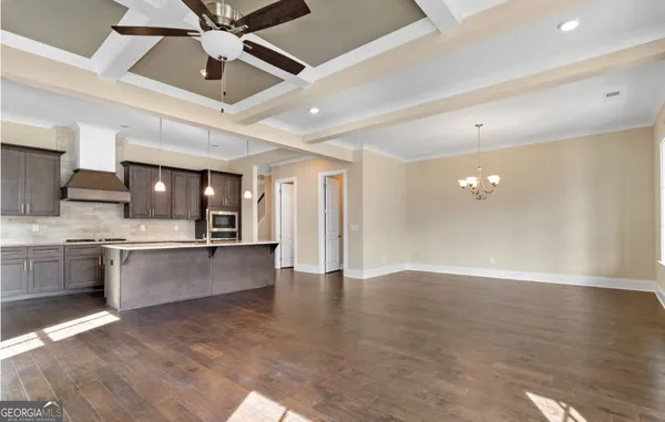 a view of a hallway with workspace