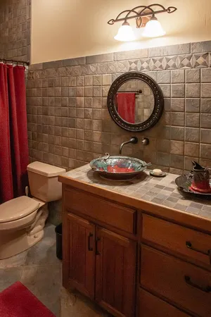 a view of a yard with plants and a tree