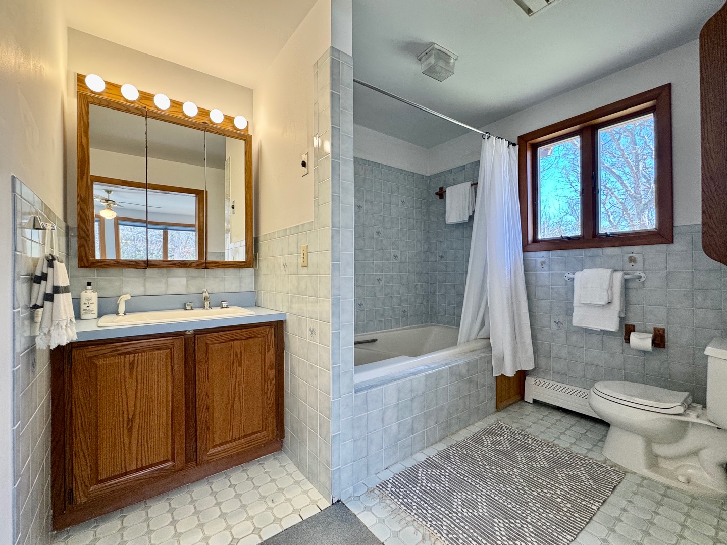 103 Meadow View Road Oak Bluffs, MA 02557 - Photo 11 of 26 a bathroom with a bathtub sink mirror vanity and toilet