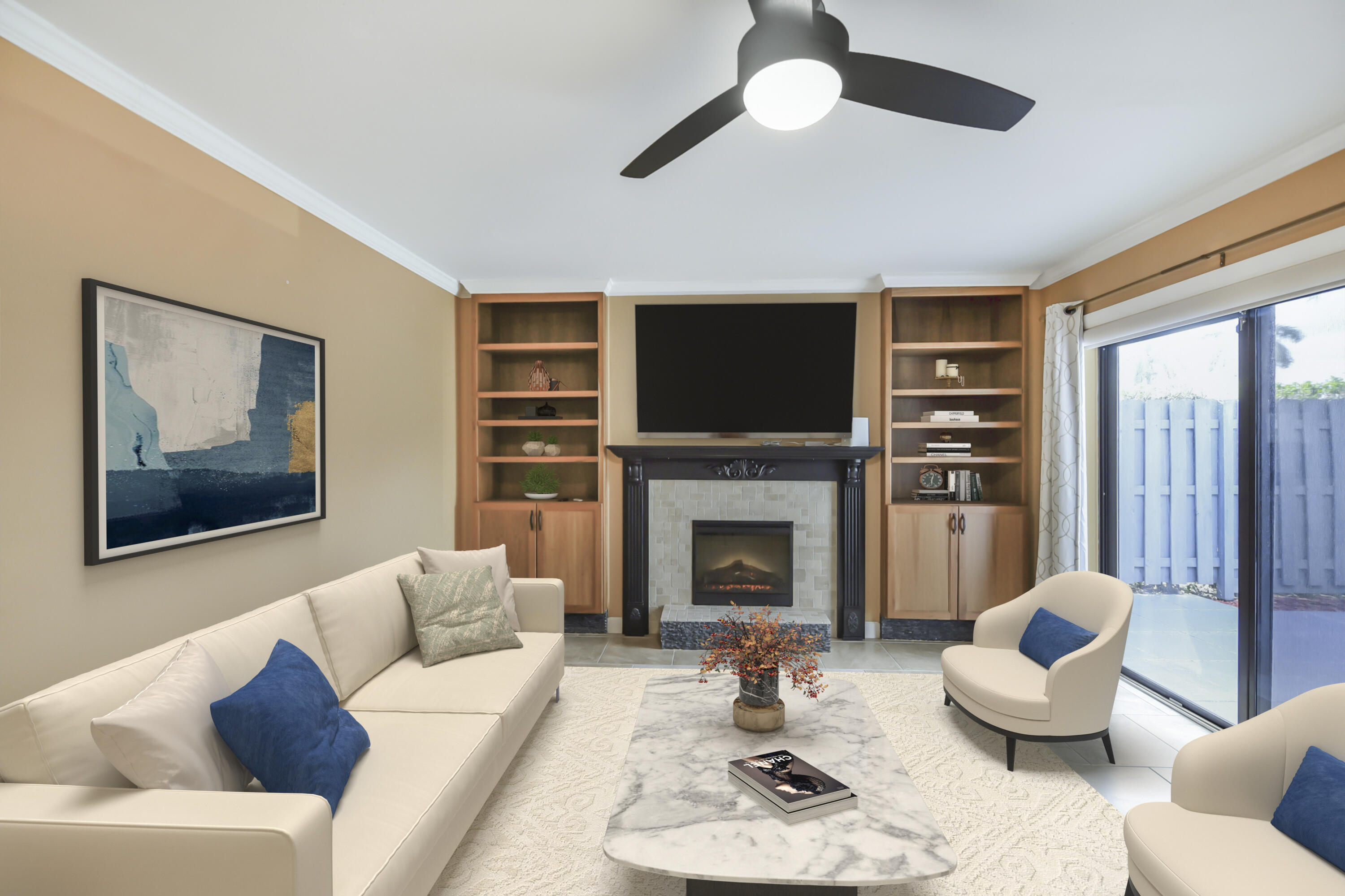 a living room with furniture or fireplace and a flat screen tv