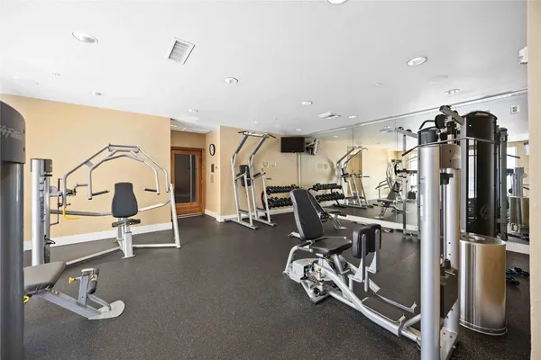 a view of a room with gym equipment