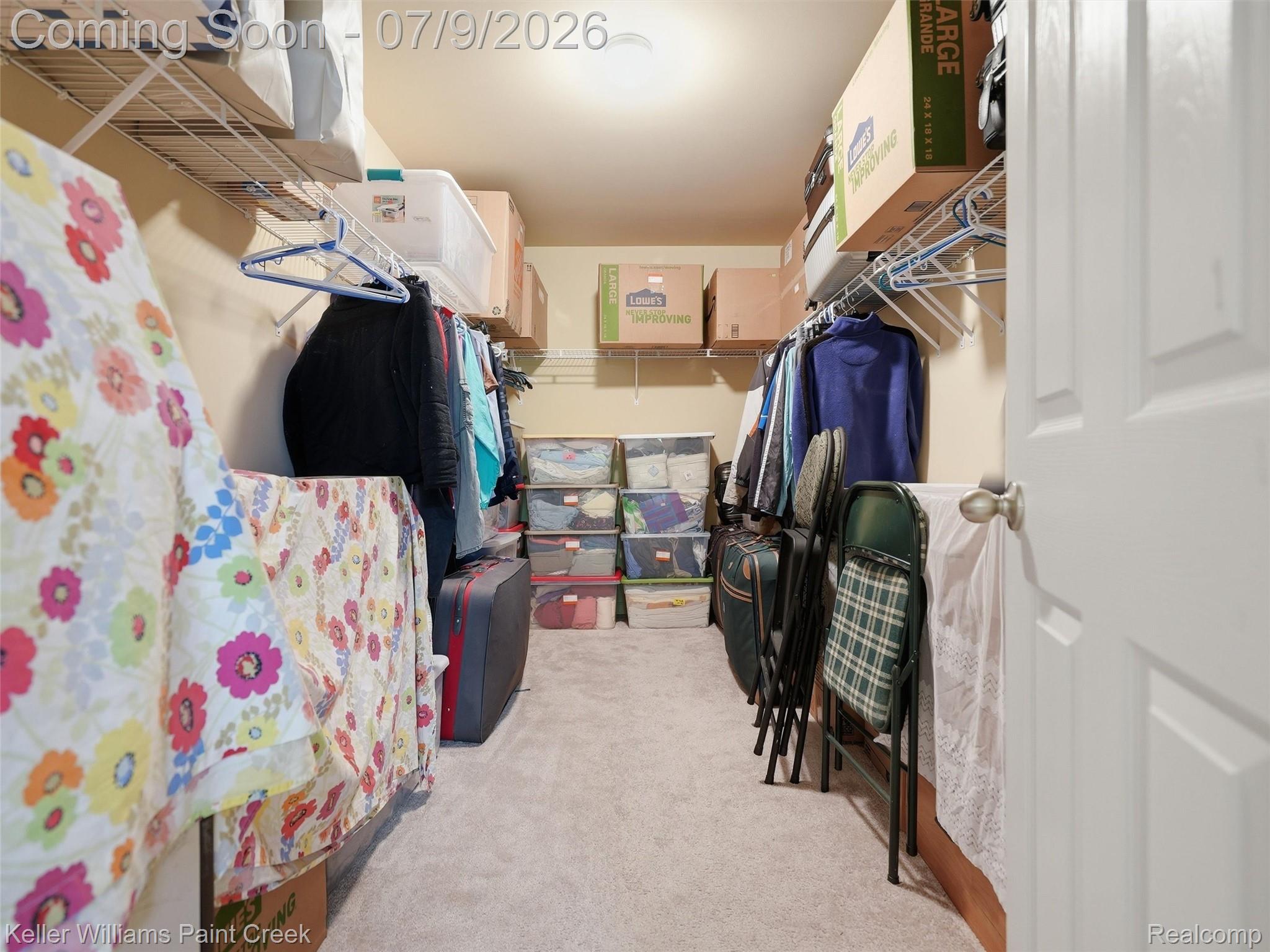 846 Monterey Ln. Rochester, MI 48307 - Photo 32 of 52 Walk-in closet featuring carpet flooring, overhead lighting, and wire shelving system