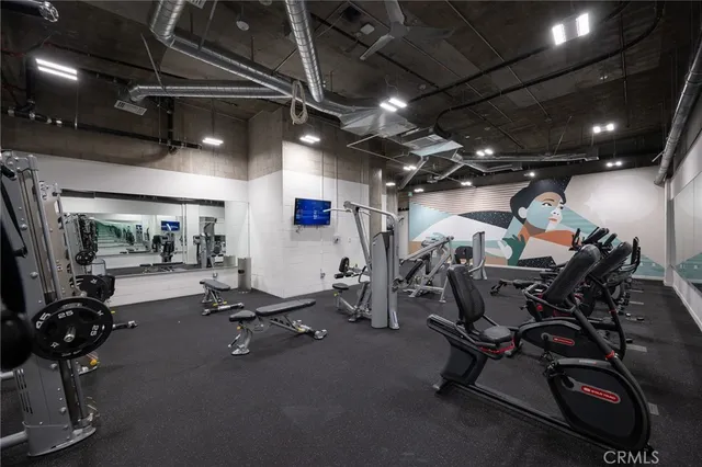 a view of a room with gym equipment