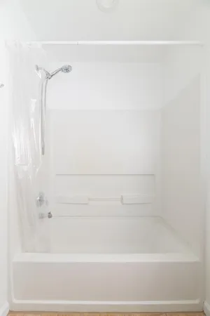 a bathroom with a bathtub