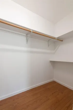 a view of an empty walk in closet
