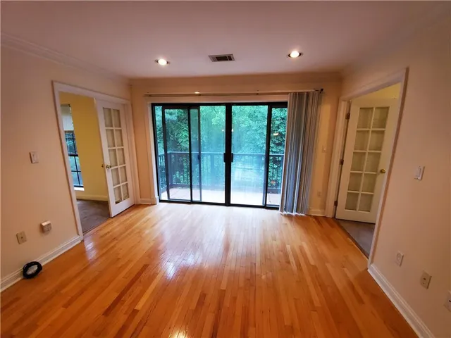 wooden floor and windows in a room