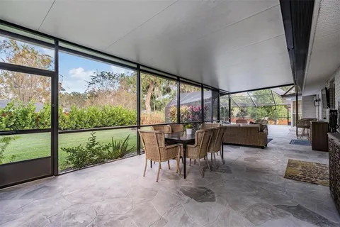 a view of a porch with a yard