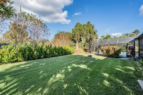 a view of a yard with an outdoor space