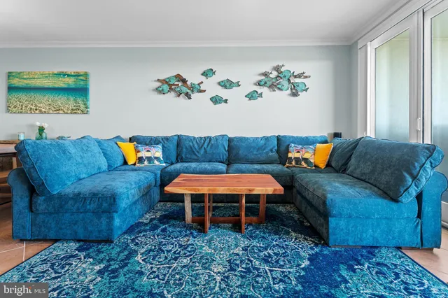 a living room with furniture rug and window