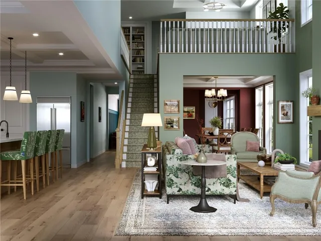 a living room with furniture