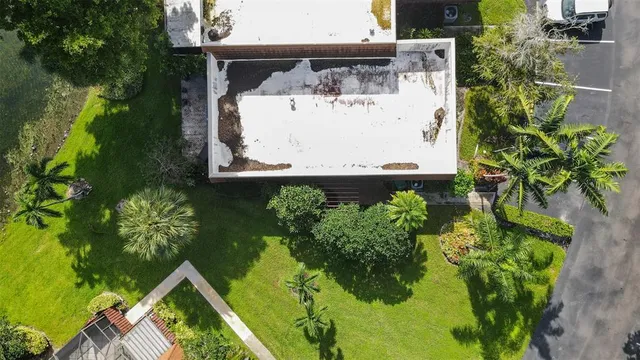 an aerial view of a house