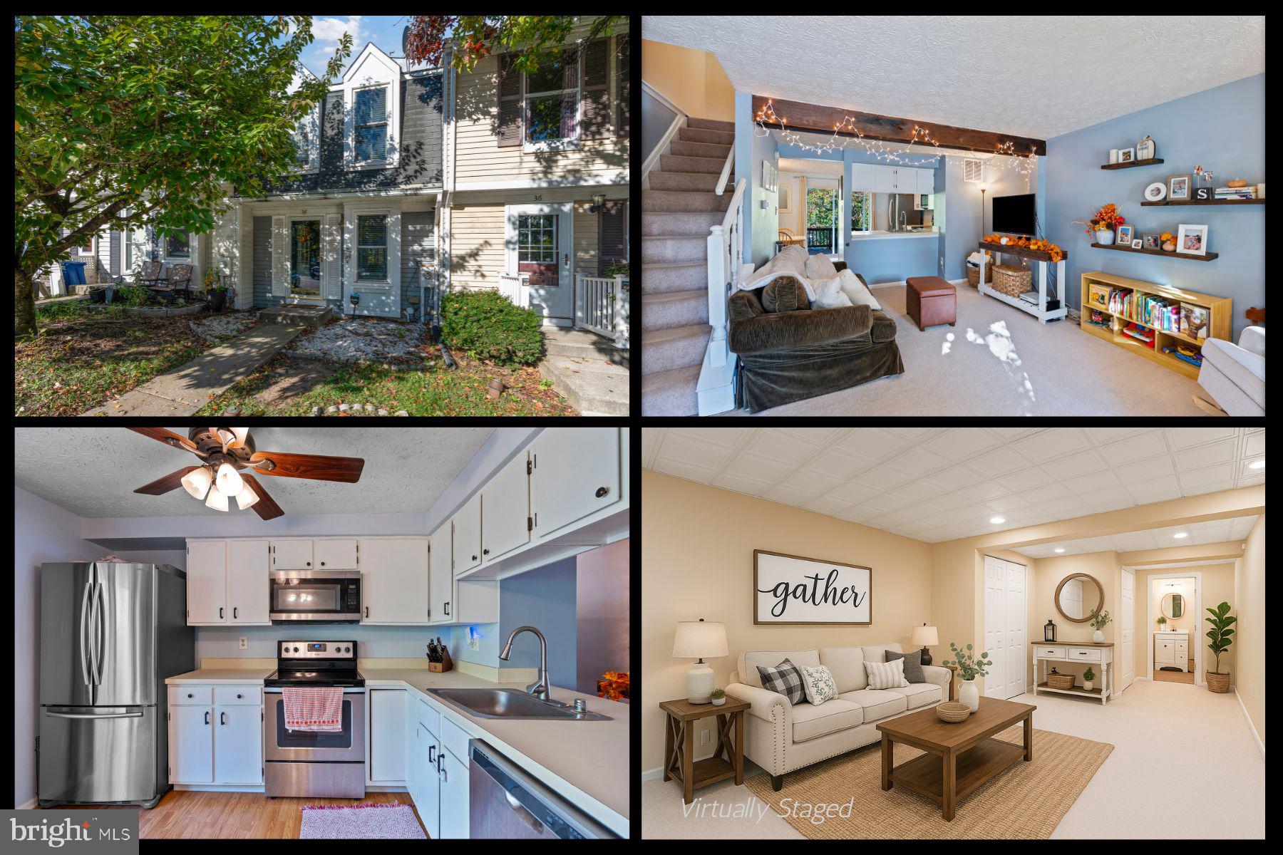 a view of living room kitchen with stainless steel appliances granite countertop couches and fireplace