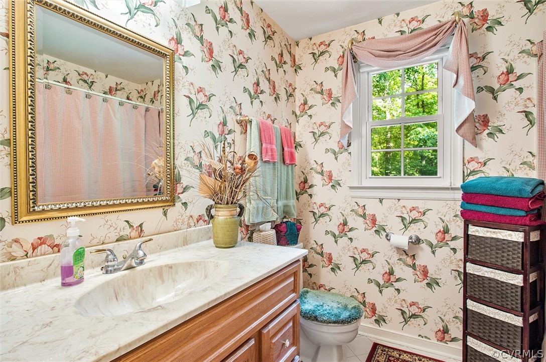 14209 Long Gate Road Midlothian, VA 23112 - Photo 28 of 36 a bathroom with a sink toilet mirror and shower curtain