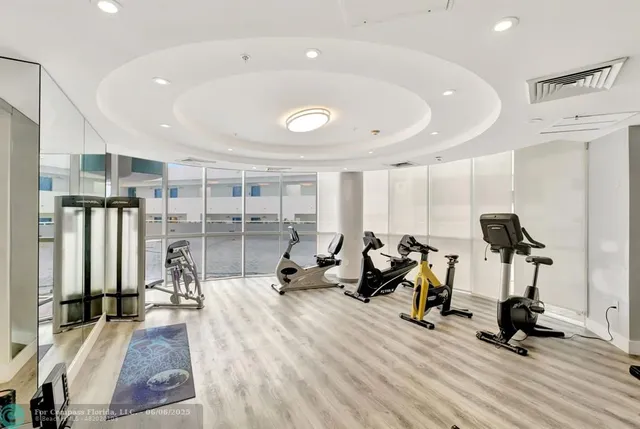 a view of a room with gym equipment