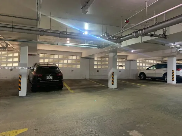 a car parked in a garage