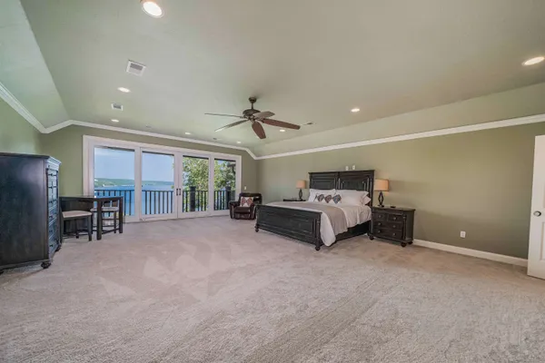 a big room with furniture and a large window