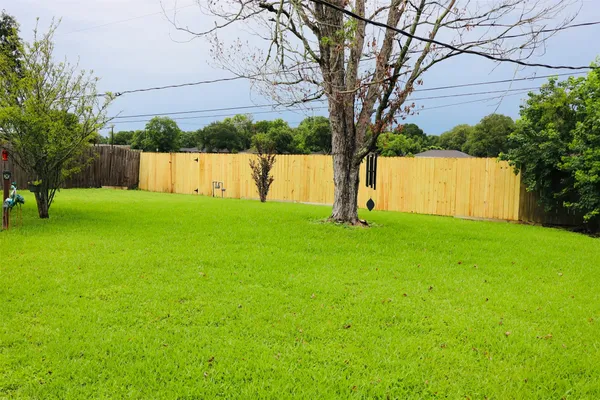 a view of a backyard with a small cabin