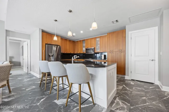 a view of a city and ocean view