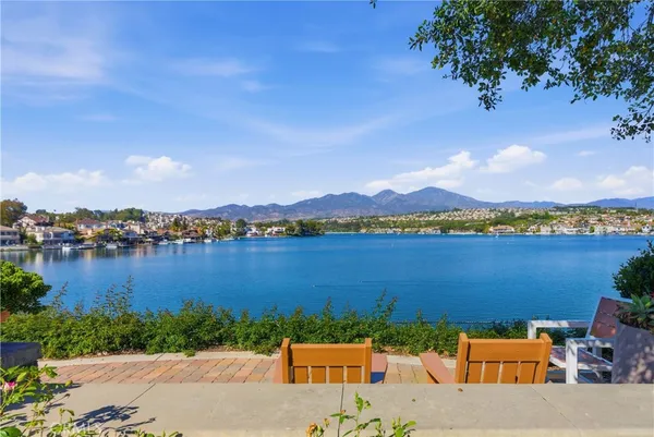 a view of lake with mountain